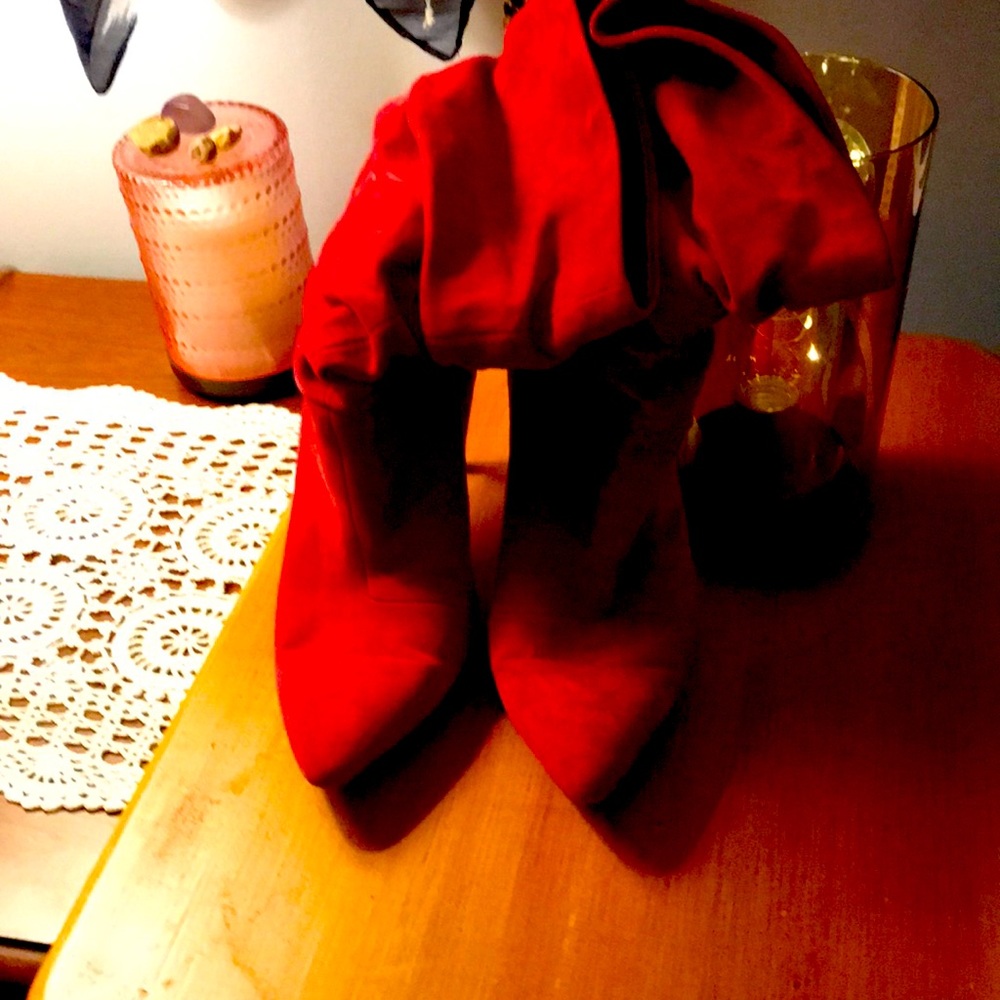 Aldo Red suede ankle booties size 7